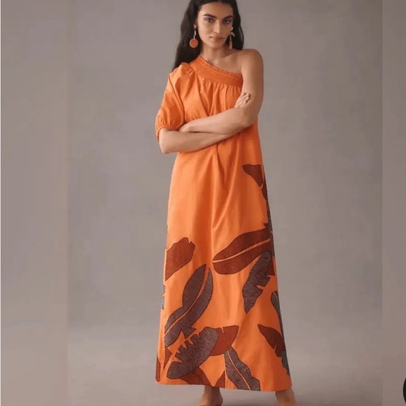 Anthropologie Maeve One-Shoulder Embroidered Maxi Dress Size Large MSRP … - Picture 4 of 9